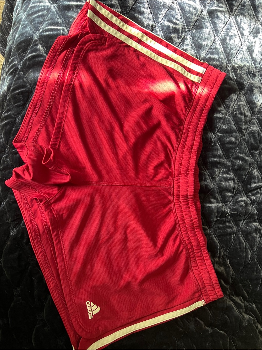 adidas Red Athletic Shorts with Cream Accents